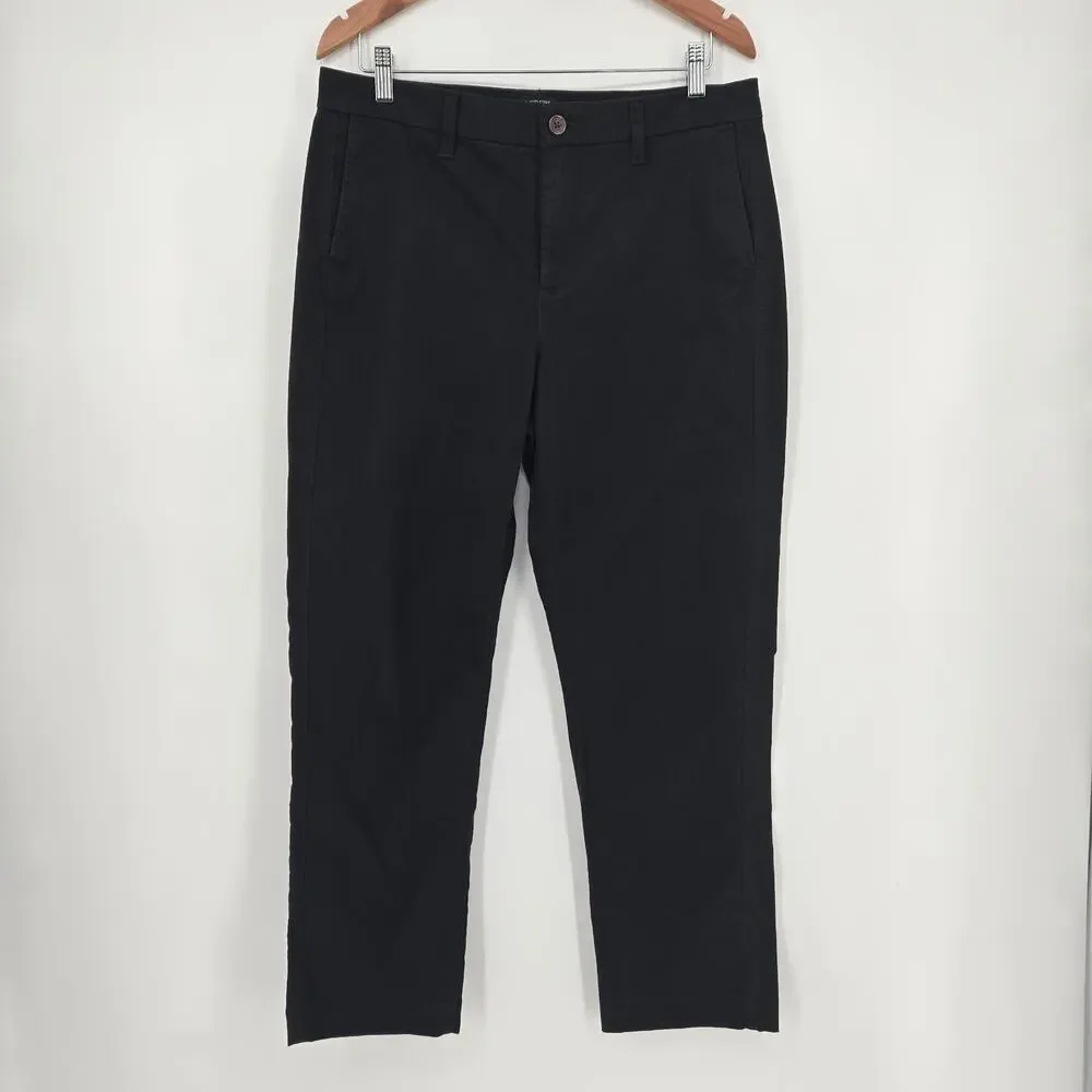 J.Crew Factory High-Rise Girlfriend Chino Size 10 Black Stretch Cotton Pants
